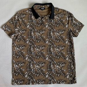 Express Brown & Black Hawaiian Polo Tee Shirt Men’s Size XL